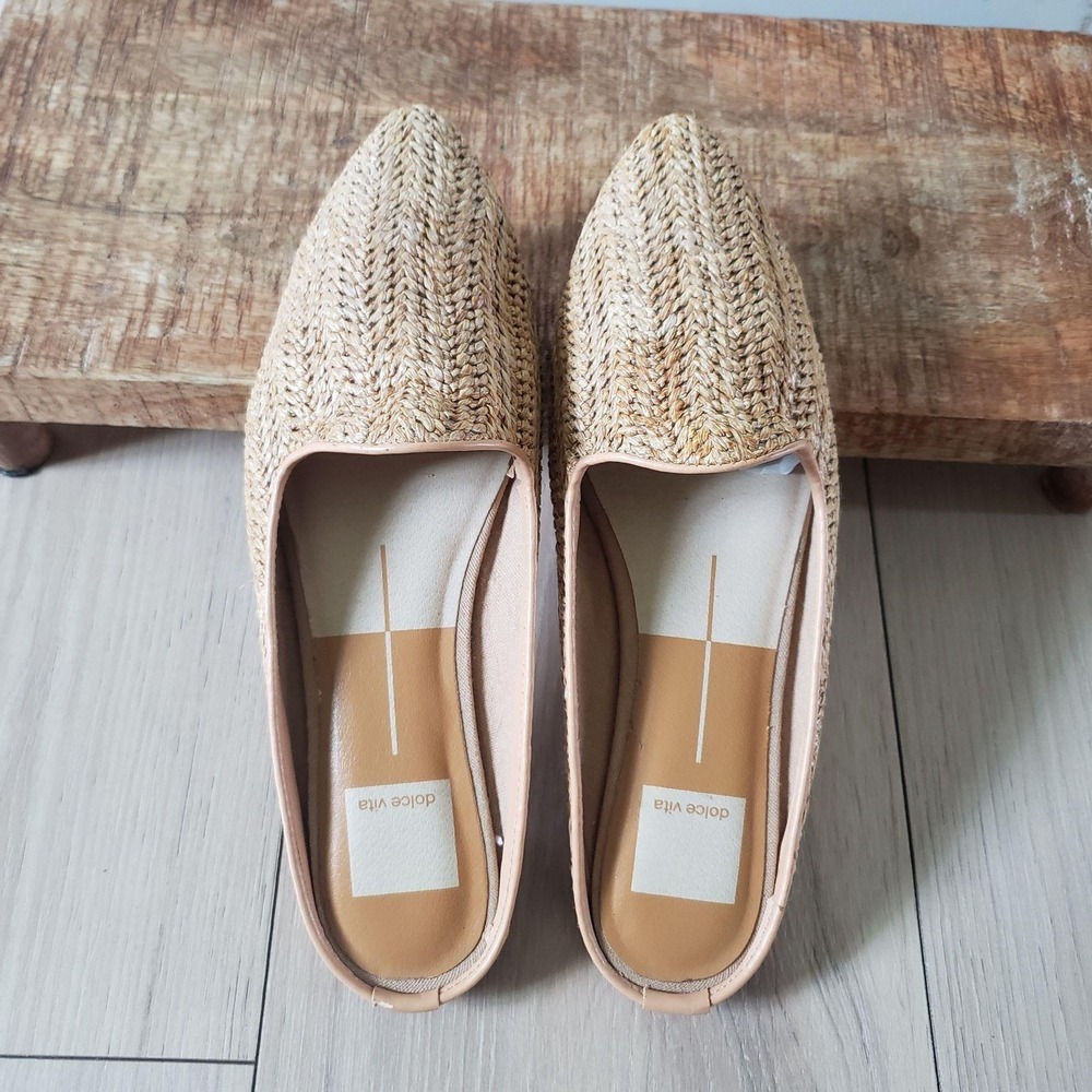 Dolce Vita Slides Womens 6.5 White Woven Pointed Toe Slip On Flat Mules Casual - Picture 8 of 8